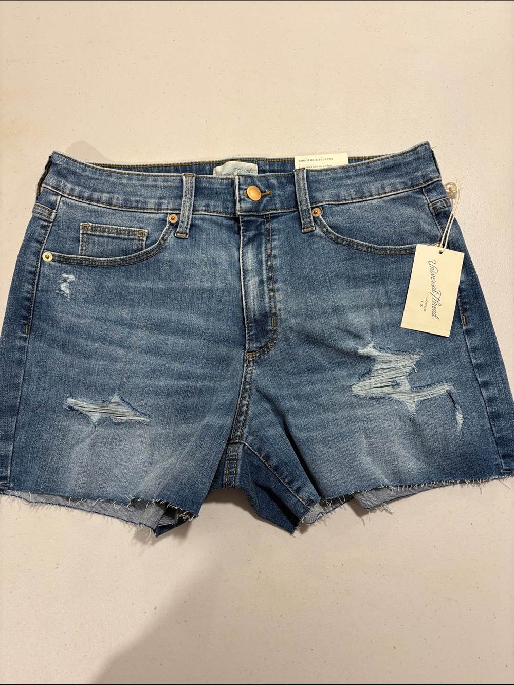 High Rise Midi Jean Shorts